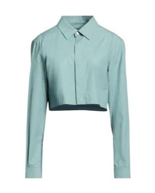 Rick Owens Blue Solid-Color Cropped Shirt