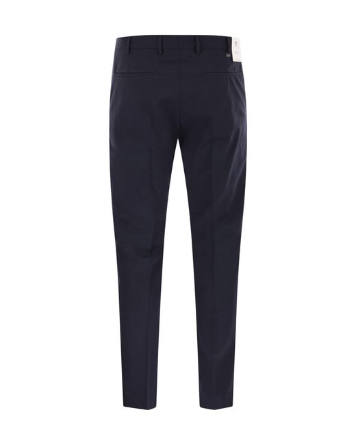 PT01 Blue Pt Torino Dieci Stretch Trousers for men