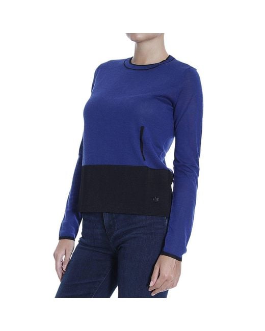 Armani Jeans Blue Stitched Detail Pullover
