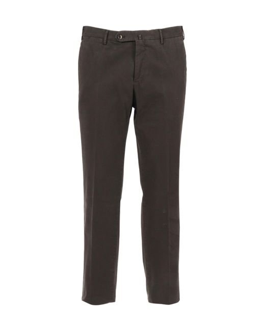 Pt Pantaloni Gray Flat-Front Trousers for men