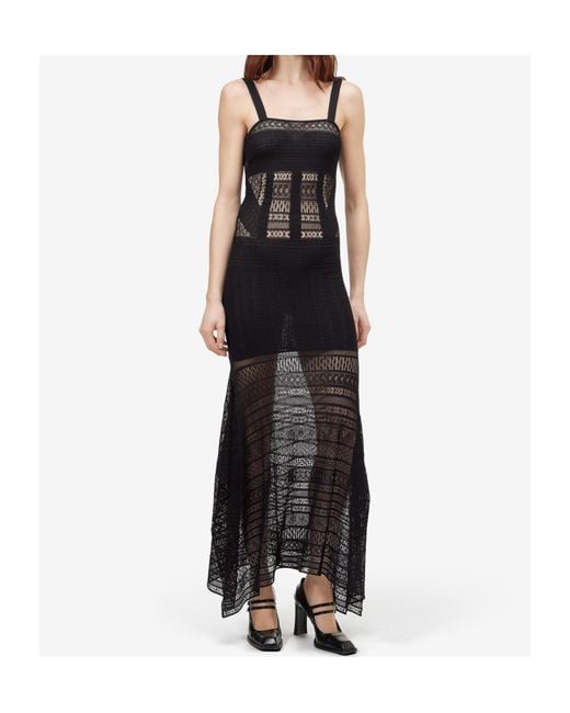 McQueen Black Viscose Knit Lace Dress