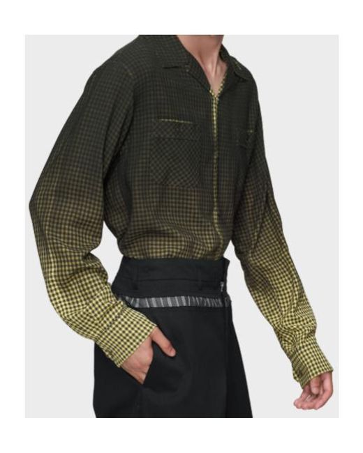 Maison Margiela Green Gradient Check Shirt for men