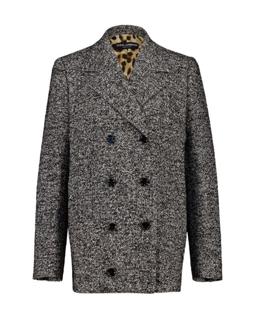Dolce & Gabbana Gray Double-Breasted Coat