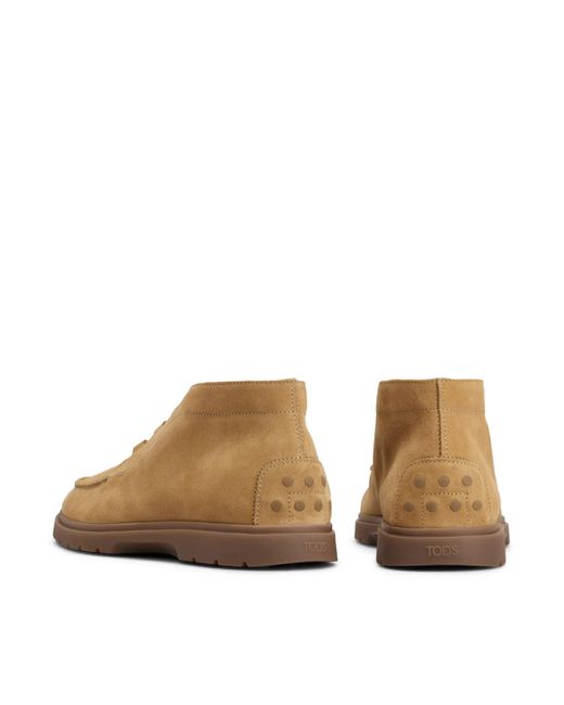 Tod's Brown Suede Elastic-Lace Desert Boots for men
