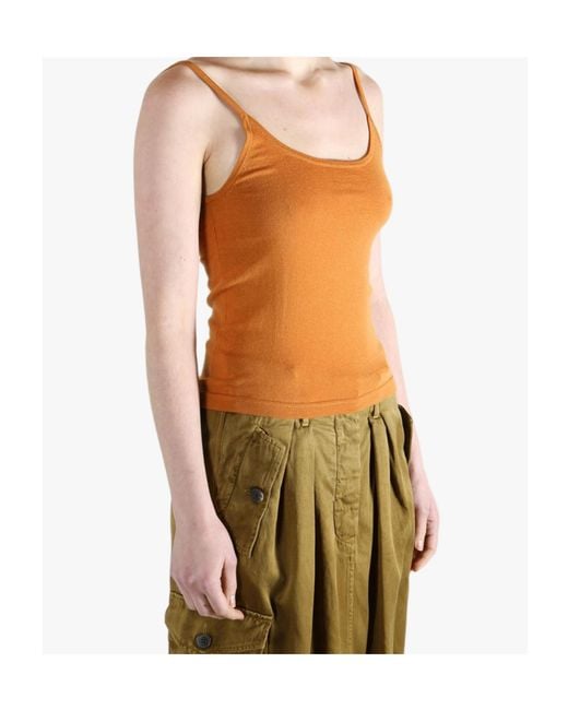 Extreme Cashmere Brown Britney Spaghetti Strap Tank Top