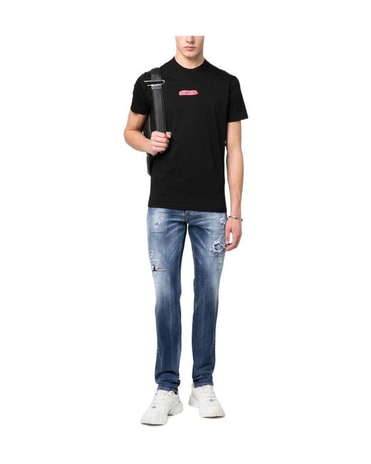 DSquared² Blue Mid-Wash Distressed Slim Fit Jeans for men