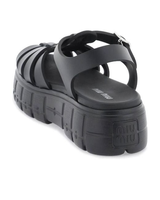 Miu Miu Black Thick-Soled Sandals