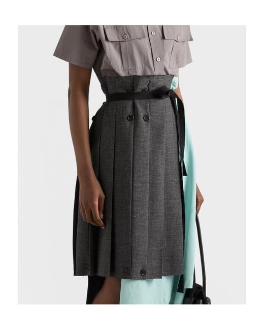 Prada Black Patchwork Midi Skirt