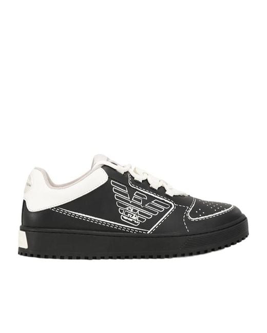 Emporio Armani Black Strap-Up Casual Sneakers for men