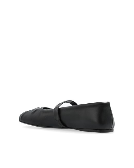 Marni Black Logo Embossed Ballet Flats
