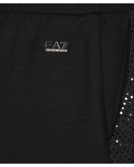 EA7 Black Elastic Waist Sweatpants