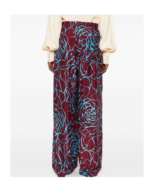 Dries Van Noten Blue Printed Casual Pants