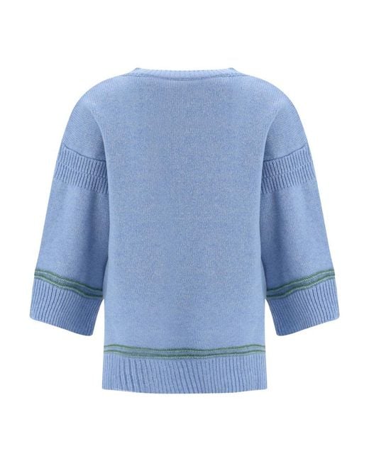 Marni Blue Logo Intarsia-Knit Crewneck Jumper