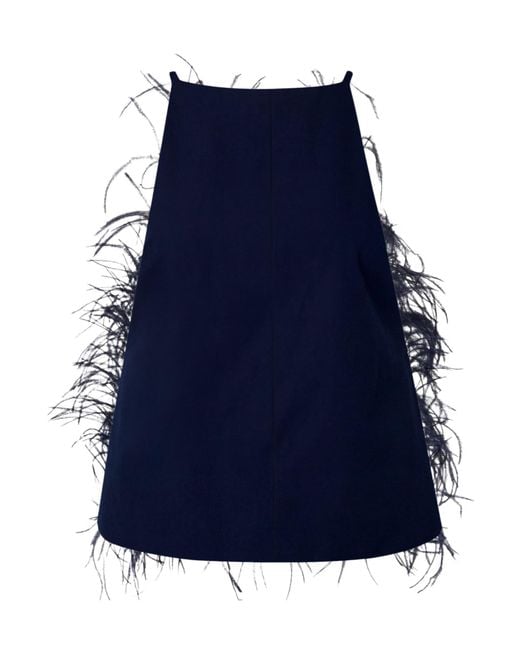 Pinko Blue Feather-Trim Sequin-Embellished Top