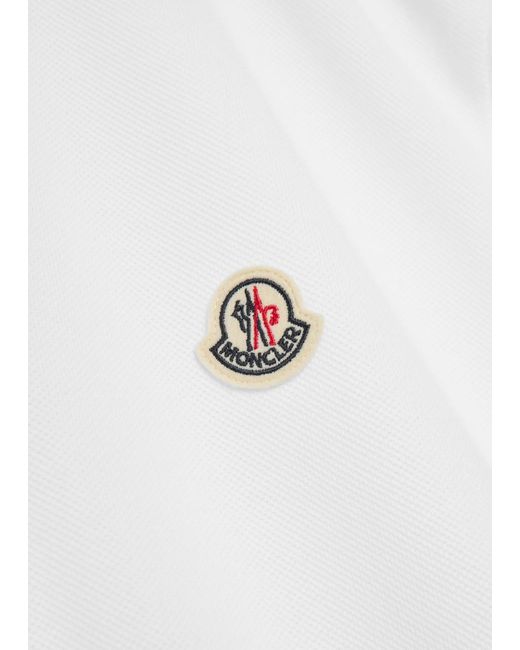 Moncler White Logo-Appliquéd Piqué Cotton Polo Shirt for men