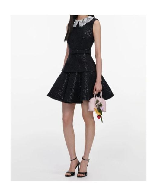 Self-Portrait Black Sequin Boucle Mini Dress