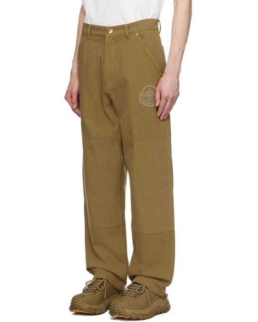 Moncler Green Cotton Canvas Trousers for men