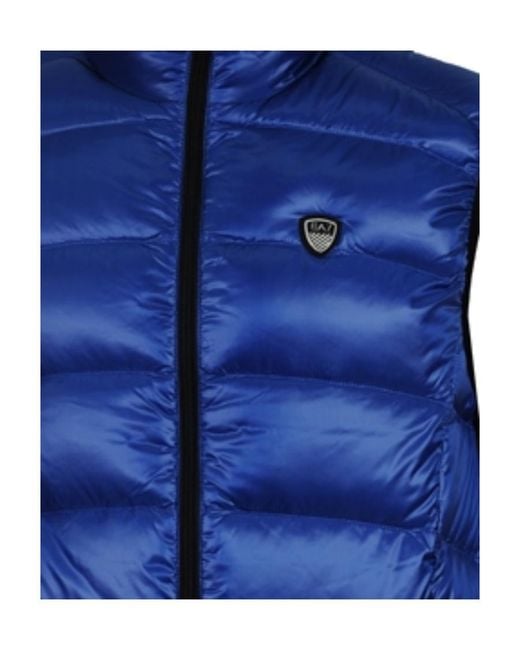 EA7 Blue Logo Details Vest Down Jacket for men
