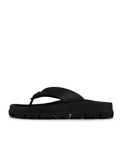 Prada Black Logo Flip-Flops