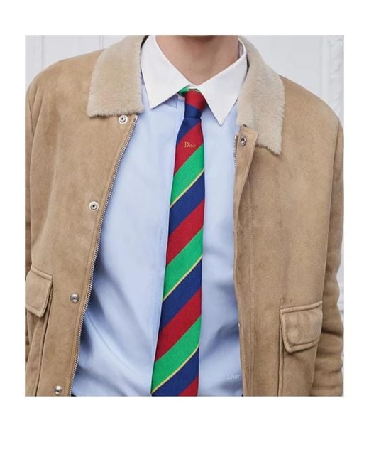 Dior White Striped Tie for men