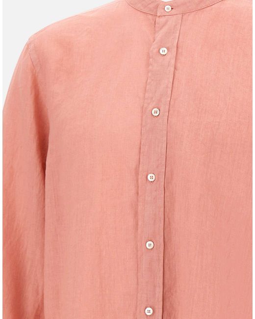 Aspesi Pink Bruce Slim Band-Collar Shirt for men