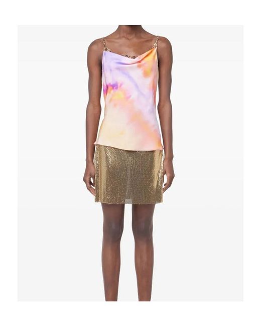Rabanne Pink Tie-Dye Printed Satin Top