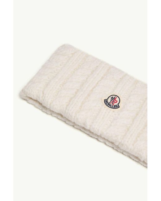 Moncler White Cable Knit Alpaca Blend Headband