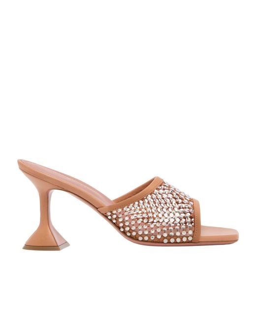 AMINA MUADDI Pink Lupita Crystal Sandals