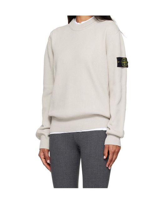 Stone Island Gray Long Sleeve Logo Patch Sweatshirt for men