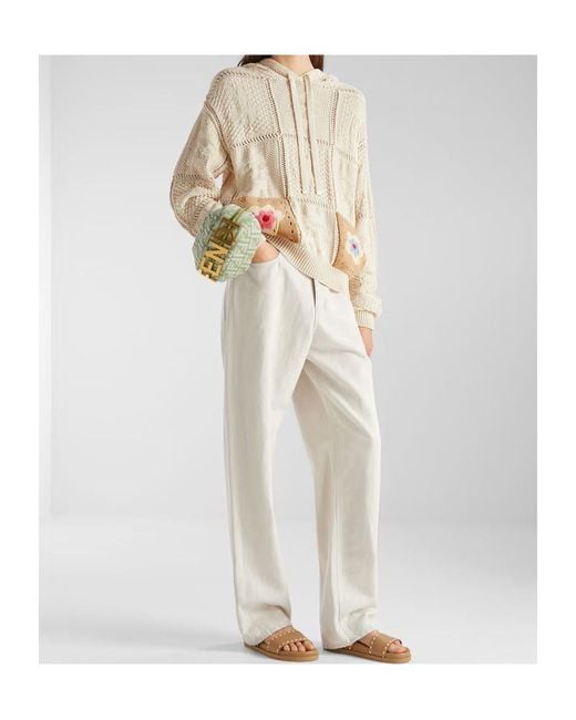 Fendi White Hooded Knitwear