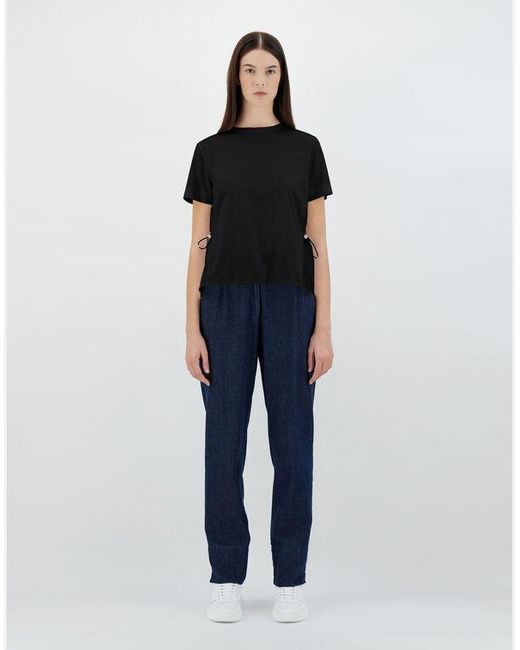 Herno Black Contrast-Panel Drawstring Waist T-Shirt