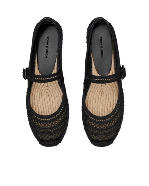 Tory Burch Black Open Weave Strap Espadrilles