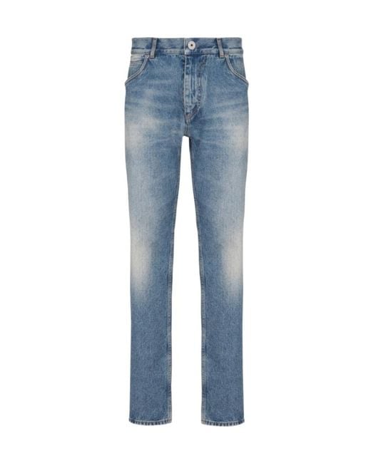 Balmain Blue Vintage Effect Mid Rise Jeans for men