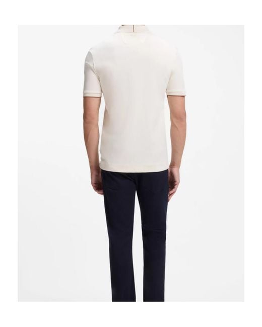 Boss White Zip-Fastening Regular-Fit Polo Shirt for men