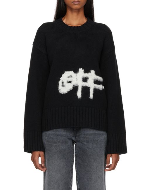 Off-White c/o Virgil Abloh Black Logo-Intarsia Knit Jumper