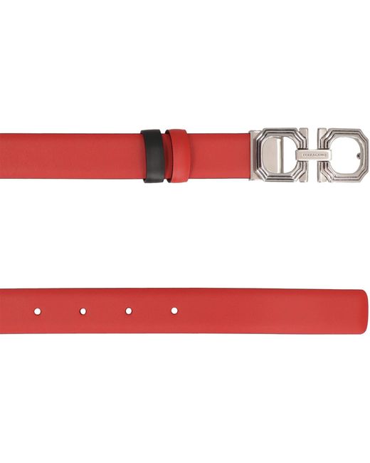 Ferragamo White Gancini Belt Buckle Double-Sided Belt