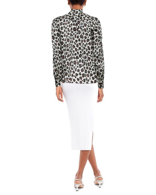 Saint Laurent White Animal-Printed Bow Shirt