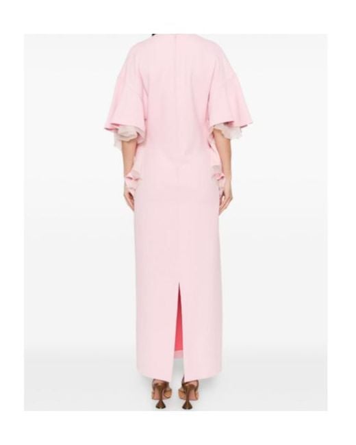 Alberta Ferretti Pink V-Neck Dress