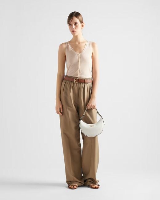 Prada Natural V-Neck Buttoned Tank Top