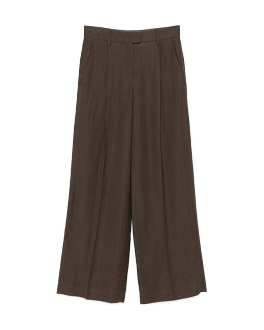 Brunello Cucinelli Brown Fluid Twill Loose Pleated Trousers