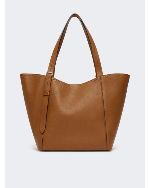 Max Mara Brown Large Leather Tote Bag