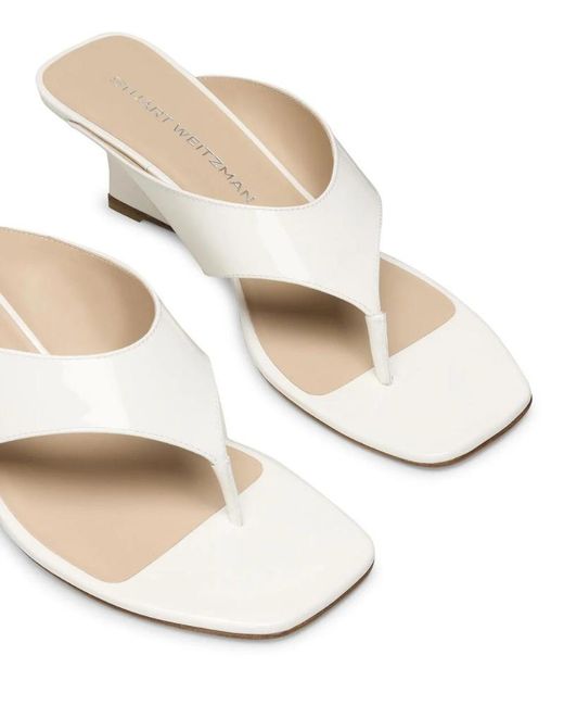 Stuart Weitzman White Vinnie Wedge Thong 50