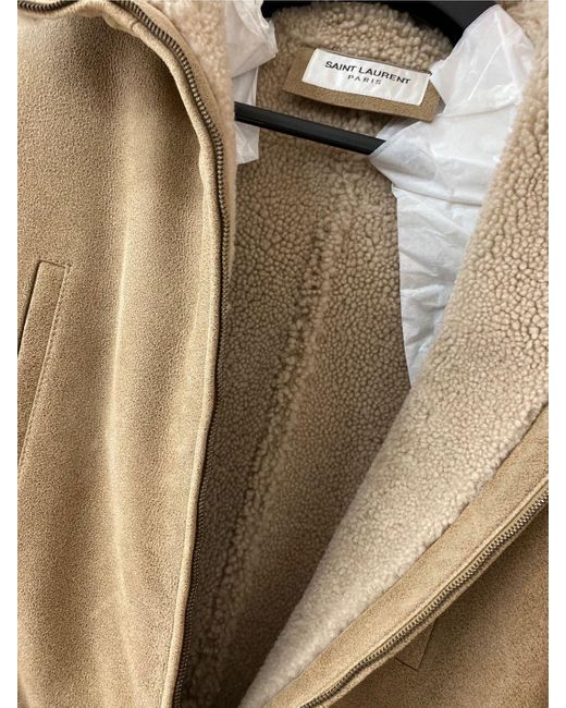Saint Laurent Natural Fur Zipper Coat for men