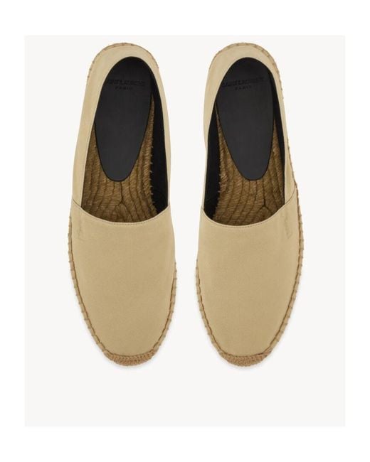 Saint Laurent Natural Logo Embroidered Slip-On Espadrillas
