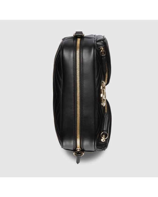 Gucci Black Logo Plaque Quilted Shoulder Bag