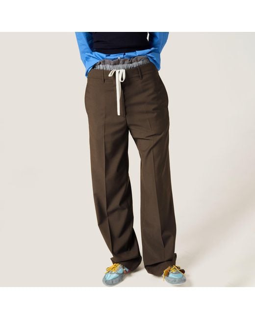 Miu Miu Brown Straight-Leg Tailored Trousers
