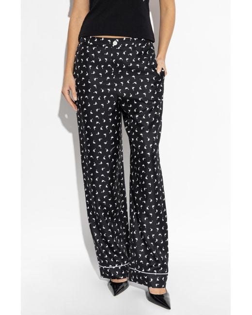 Moschino Black Printed Satin Trousers