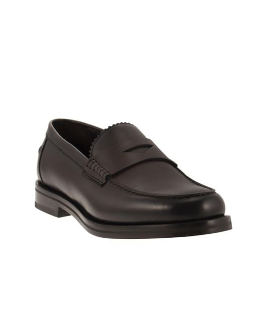 Doucal's Black Penny Slip-On Loafers for men