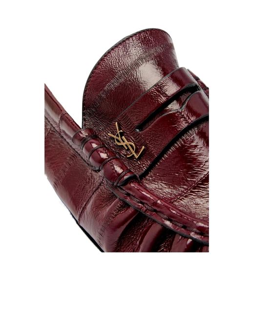 Saint Laurent Red Round-Toe Loafers