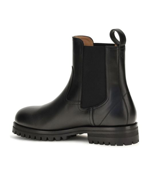 Loro Piana Black Kent Leather Ankle Boots for men